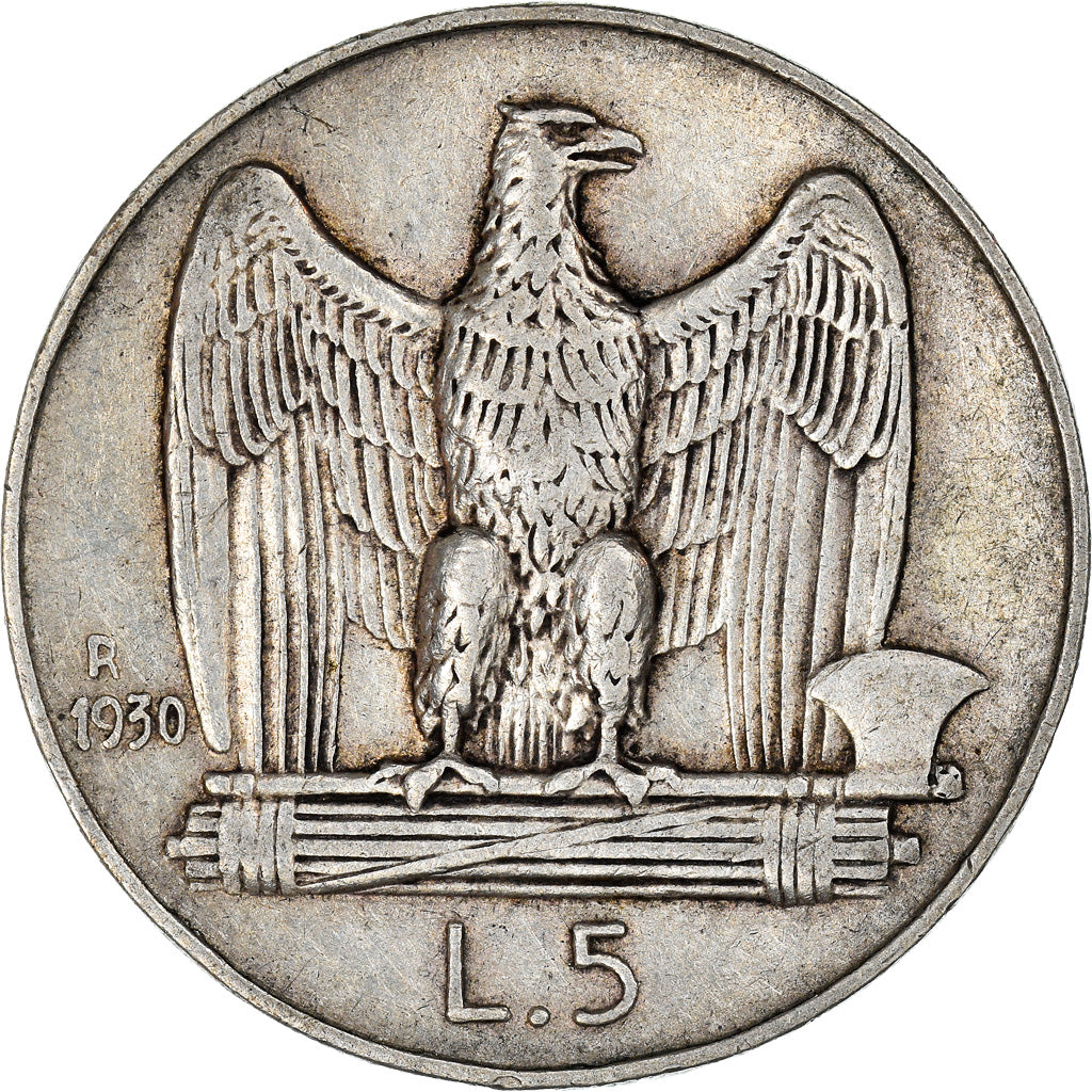 Coin, Italy, Vittorio Emanuele III, 5 Lire, 1930, Rome, VF(30-35), Silver
