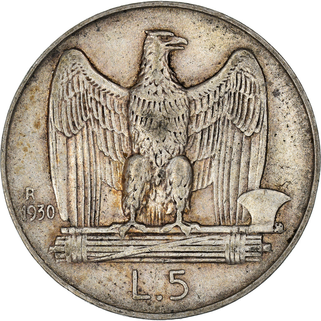 Moeda, Itália, Vittorio Emanuele III, 5 Lire, 1930, Rome, VF(30-35), Prata