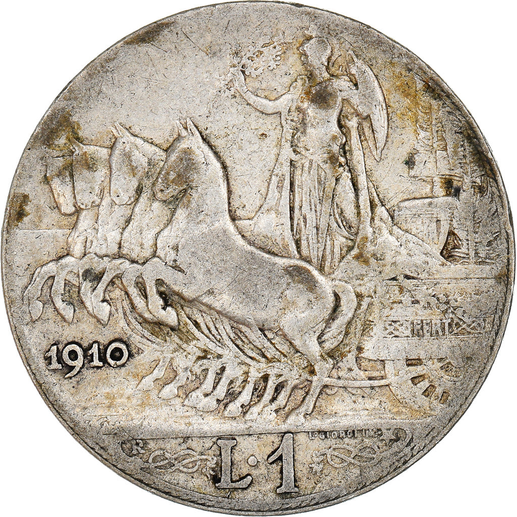 Coin, Italy, Vittorio Emanuele III, Lira, 1910, Rome, VF(20-25), Silver, KM:45