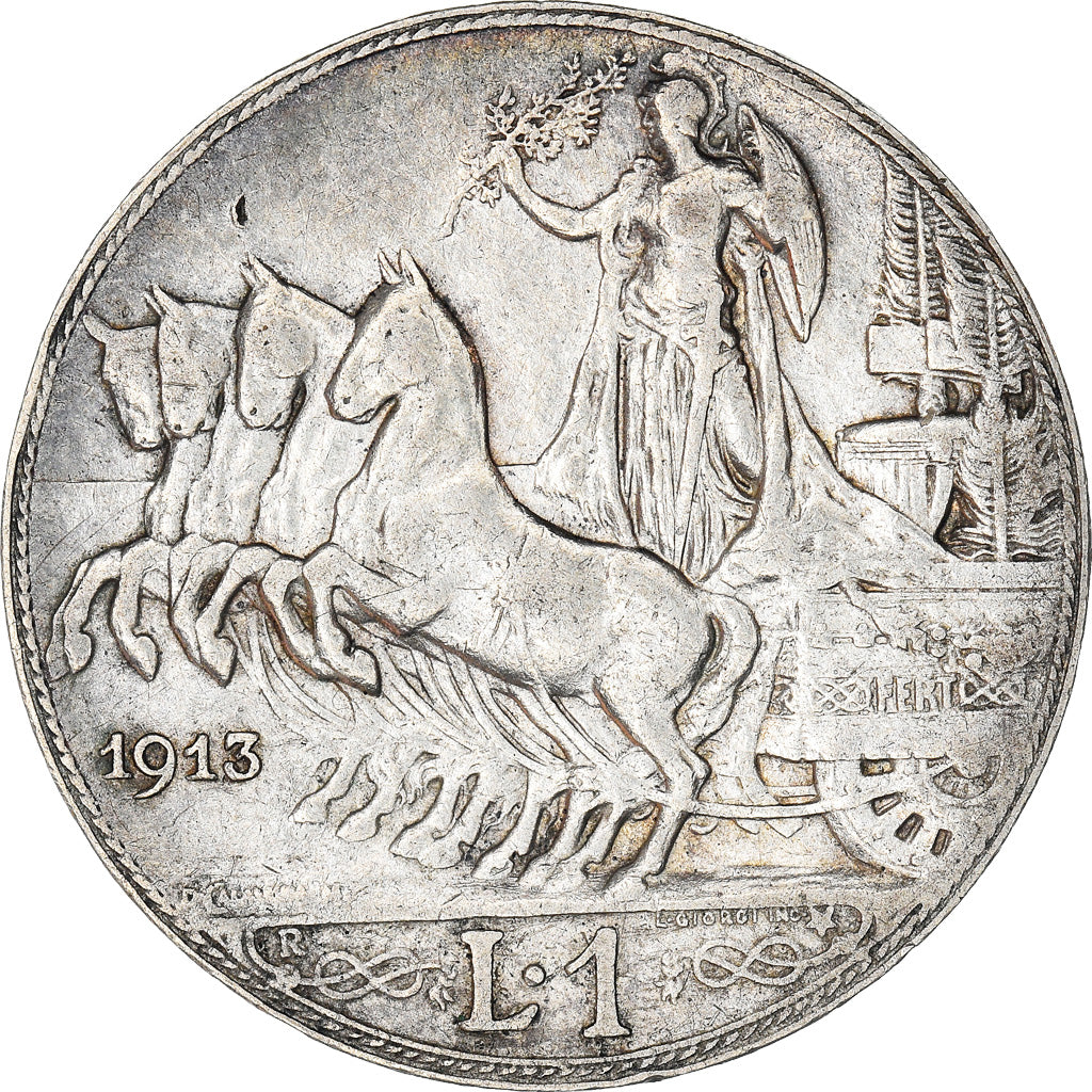 Moneta, Włochy, Vittorio Emanuele III, Lira, 1913, Rome, VF(30-35), Srebro