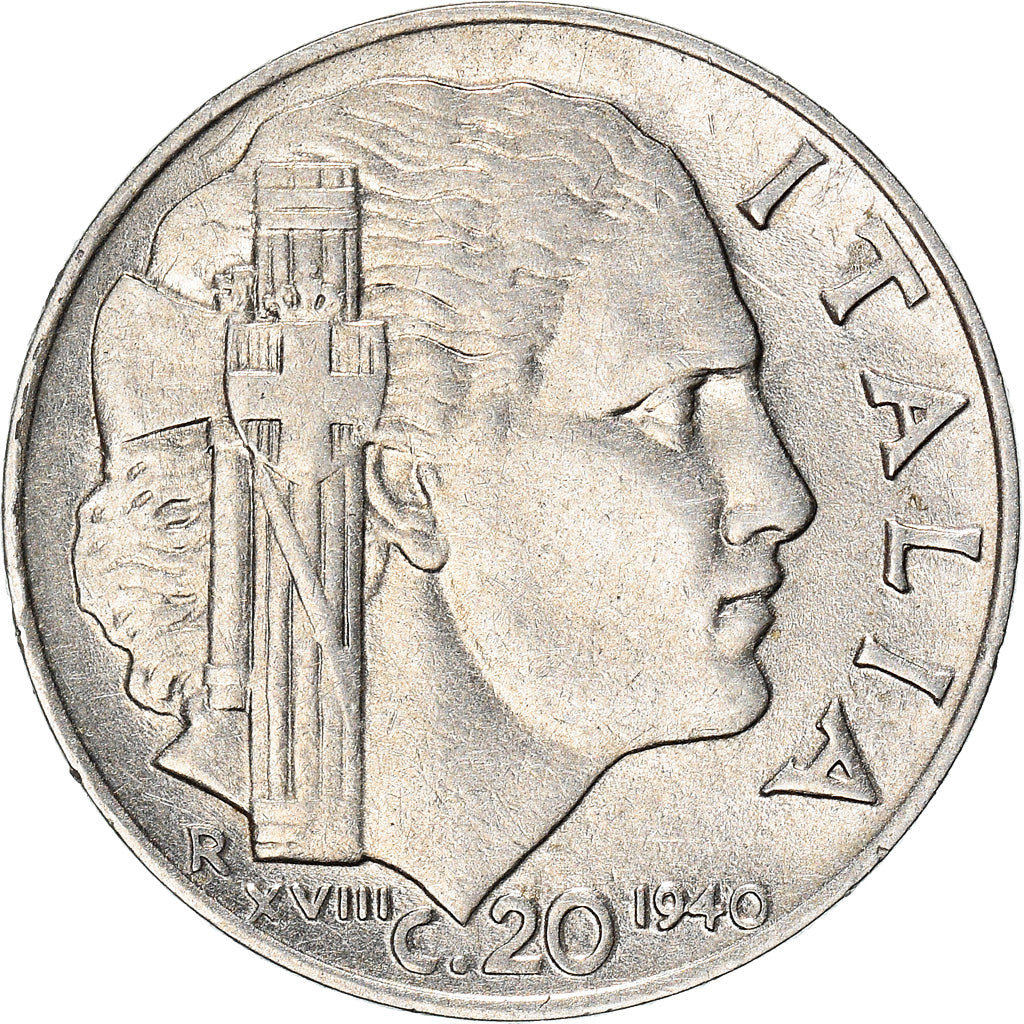 Moneta, Italia, Vittorio Emanuele III, 20 Centesimi, 1940, Rome, MB, Acciaio