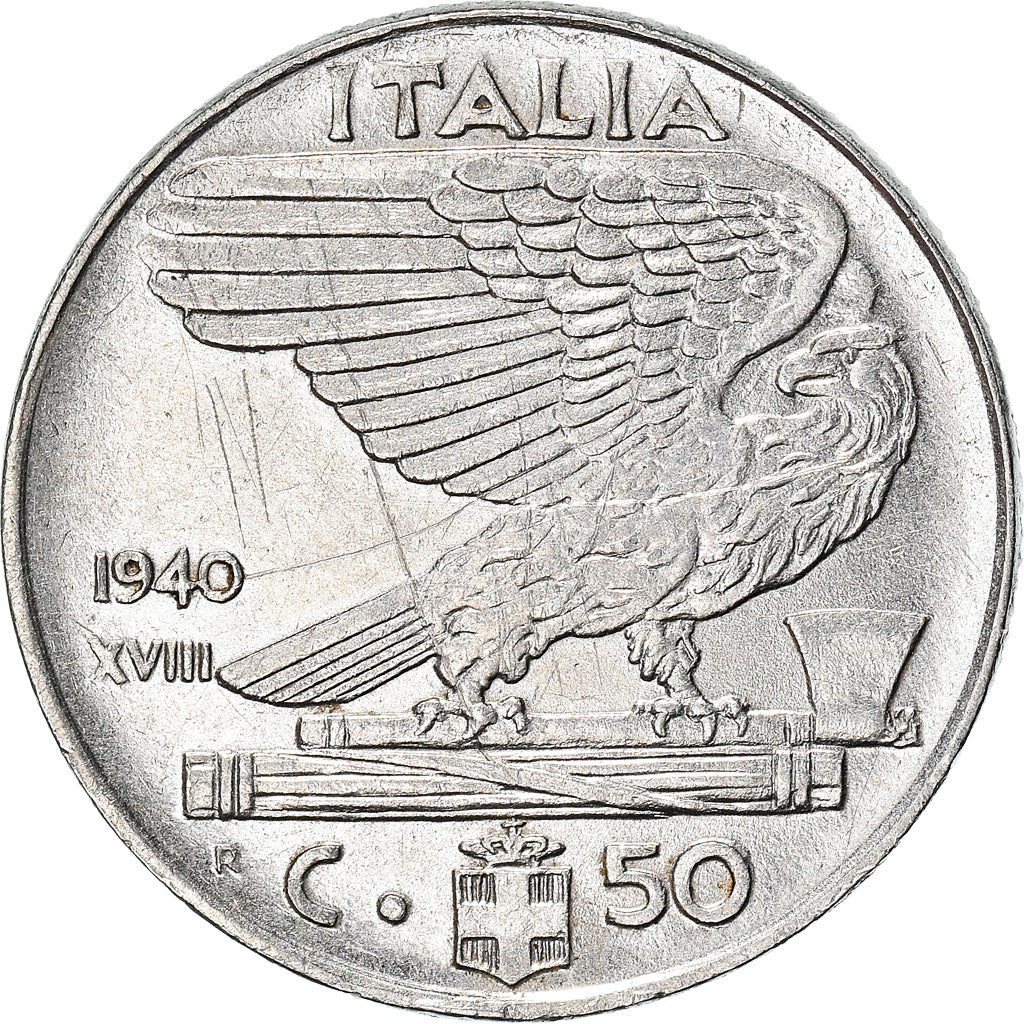 Münze, Italien, Vittorio Emanuele III, 50 Centesimi, 1940, Rome, VZ, Stainless