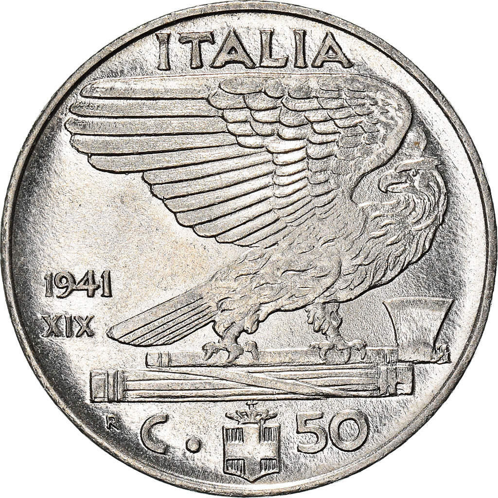 Moneta, Italia, Vittorio Emanuele III, 50 Centesimi, 1941, Rome, MB+, Acciaio