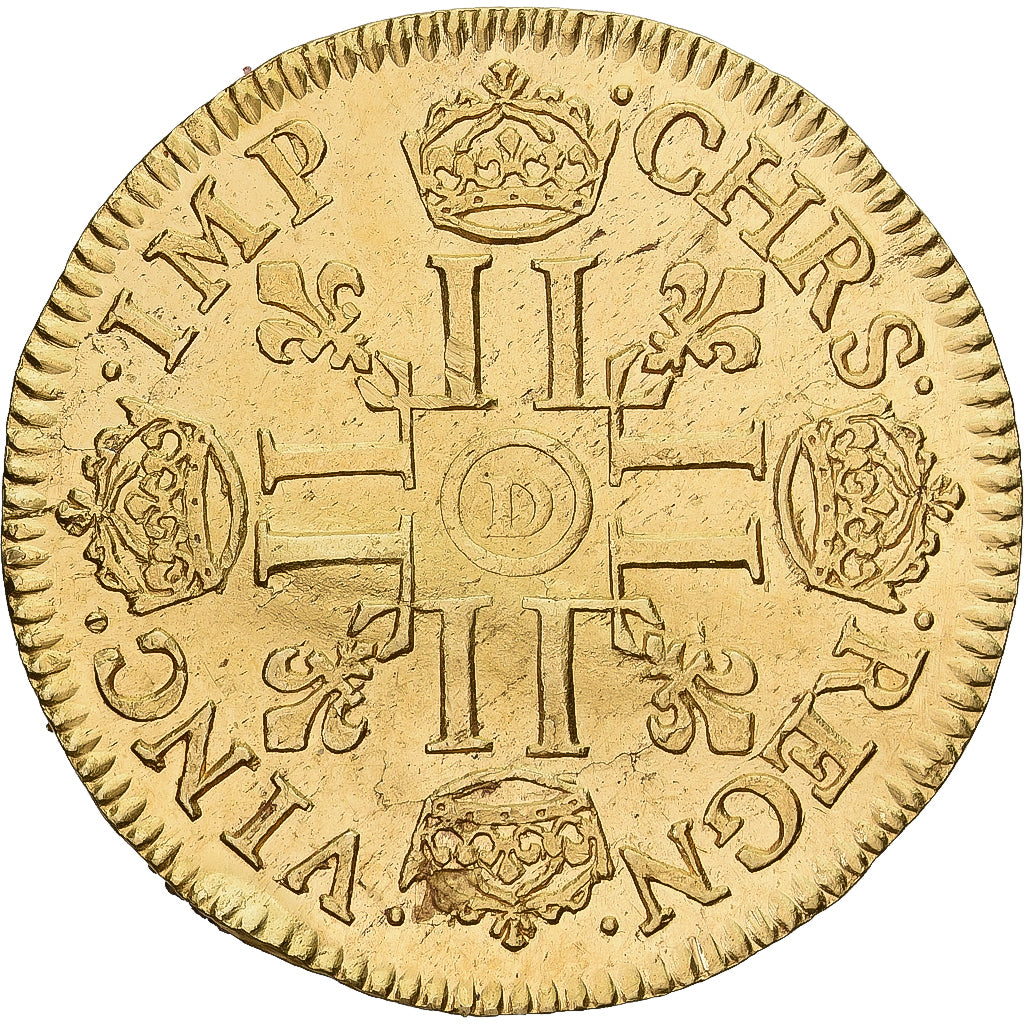 Francia, Louis XIV, louis d'or à la mèche courte, 1645, Lyon, Oro, BB