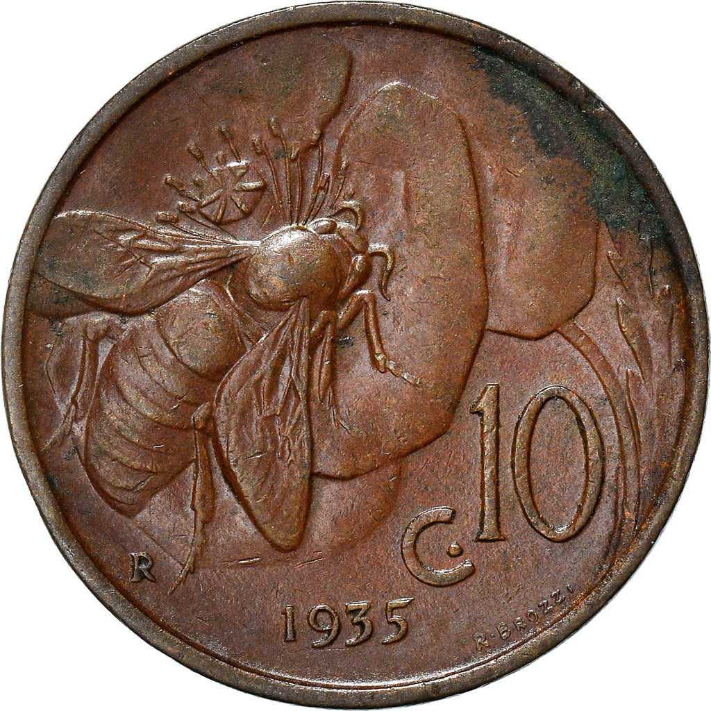 Coin, Italy, Vittorio Emanuele III, 10 Centesimi, 1935, Rome, VF(20-25), Bronze