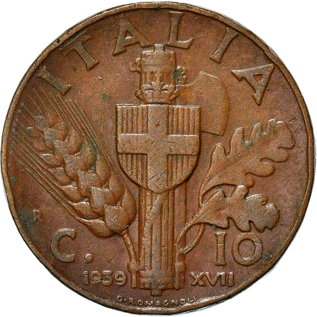Munten, Italië, Vittorio Emanuele III, 10 Centesimi, 1939, Rome, ZF+