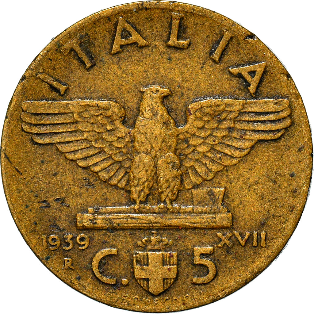 Coin, Italy, Vittorio Emanuele III, 5 Centesimi, 1939, Rome, AU(50-53)