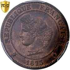 France, 5 Centimes, Cérès, 1873, Paris, Bronze, PCGS, MS64RB, Gadoury:157a