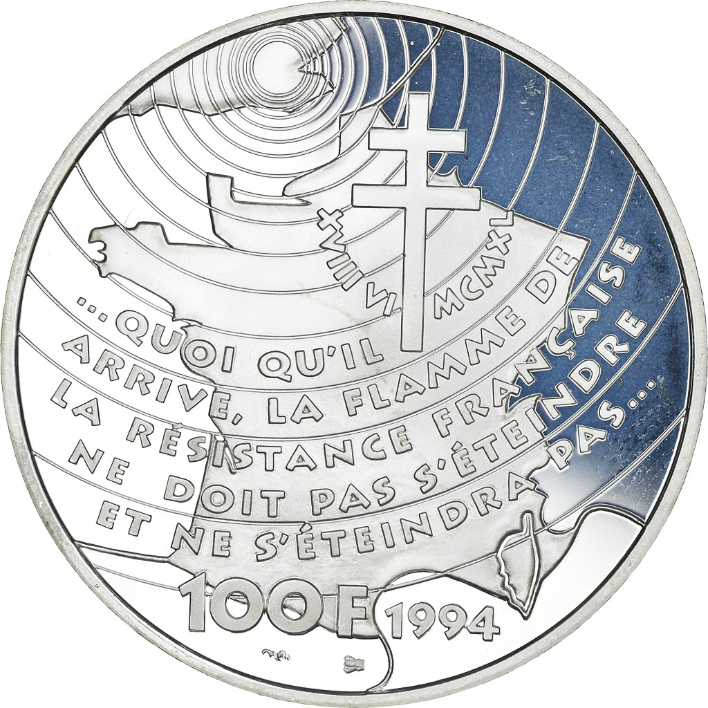 Munten, Frankrijk, 100 Francs, 1994, Paris, BE, FDC, Zilver, KM:1038