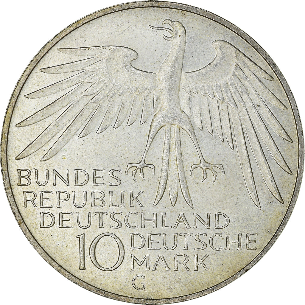 Coin, GERMANY - FEDERAL REPUBLIC, 10 Mark, 1972, Karlsruhe, AU(55-58), Silver