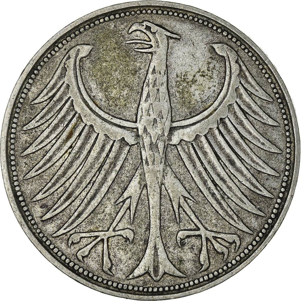 Moneda, ALEMANIA - REPÚBLICA FEDERAL, 5 Mark, 1951, Munich, MBC, Plata
