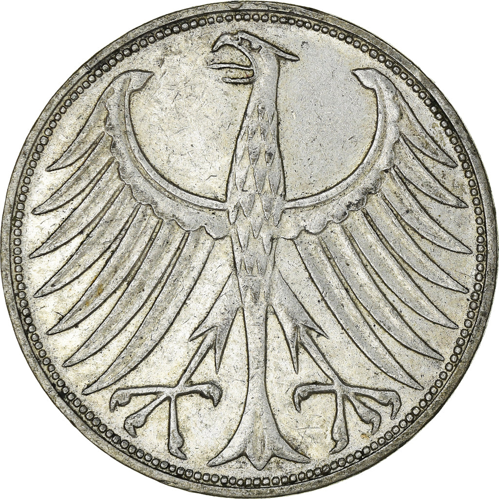 Coin, GERMANY - FEDERAL REPUBLIC, 5 Mark, 1970, Karlsruhe, AU(50-53), Silver