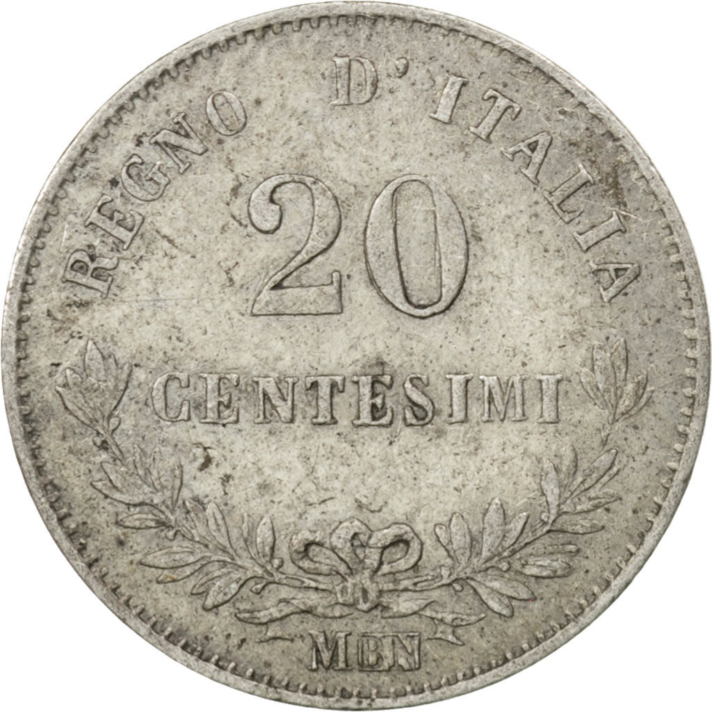 Münze, Italien, Vittorio Emanuele II, 20 Centesimi, 1863, Milan, SS, Silber