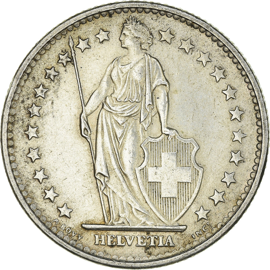 Moneta, Szwajcaria, 2 Francs, 1965, Bern, AU(55-58), Srebro, KM:21