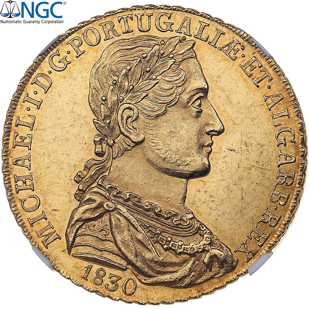 Portogallo, Miguel, Peca, 6400 Reis, 1830, Lisbon, Oro, NGC, MS63, KM:397