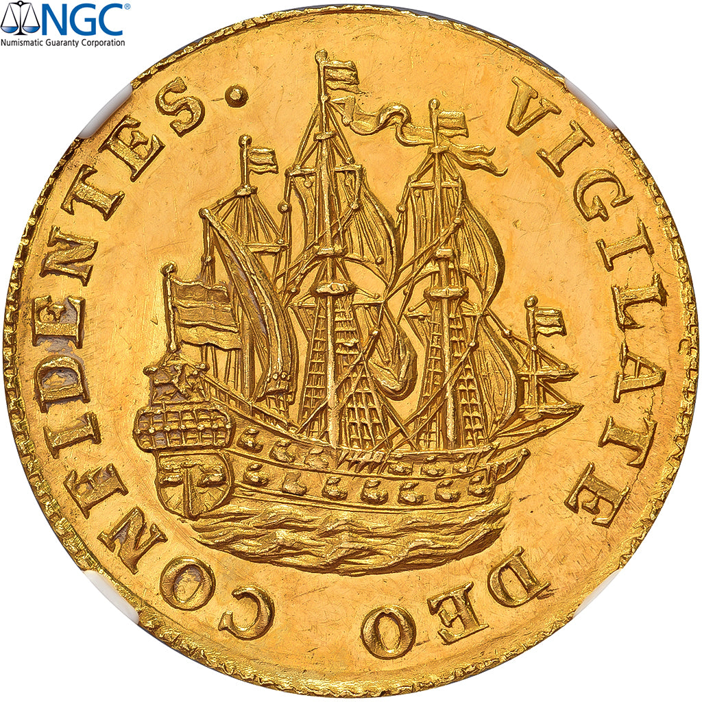 Paesi Bassi, 6 Stuivers, 1759, Dordrecht, Oro, NGC, MS62, Delmonte:816