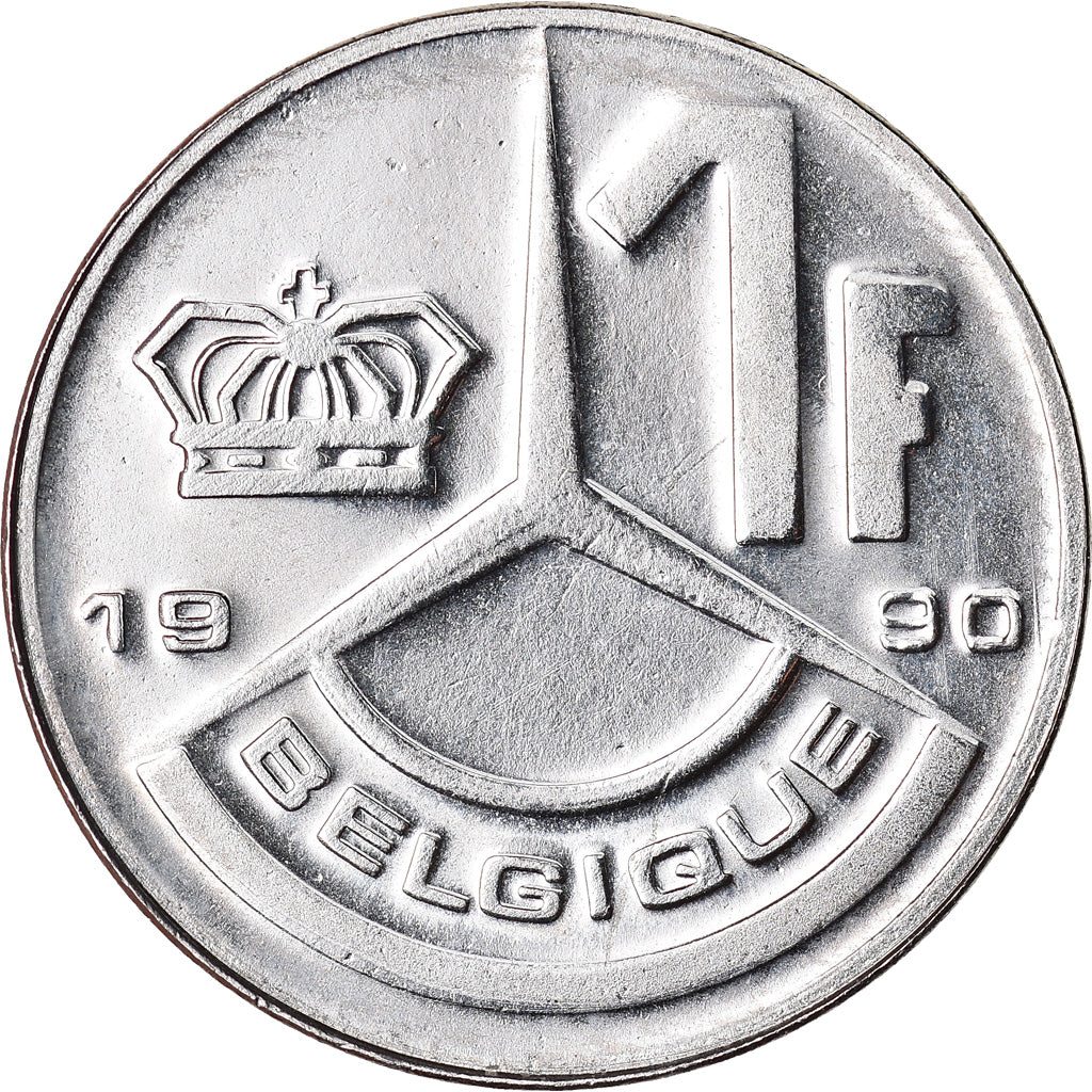 Moeda, Bélgica, Franc, 1990, MS(65-70), Ferro Niquelado, KM:170