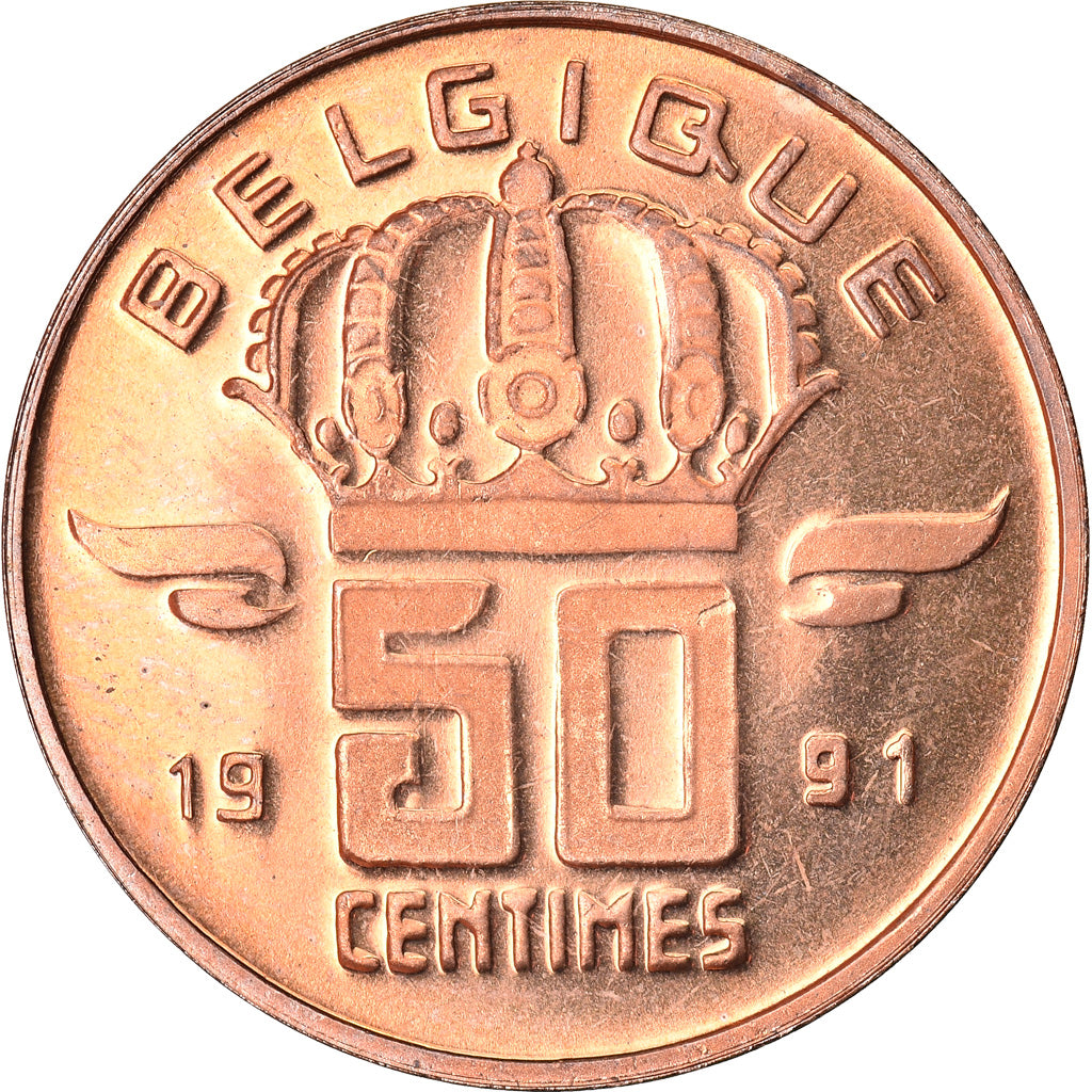Coin, Belgium, Baudouin I, 50 Centimes, 1991, MS(65-70), Bronze, KM:148.1