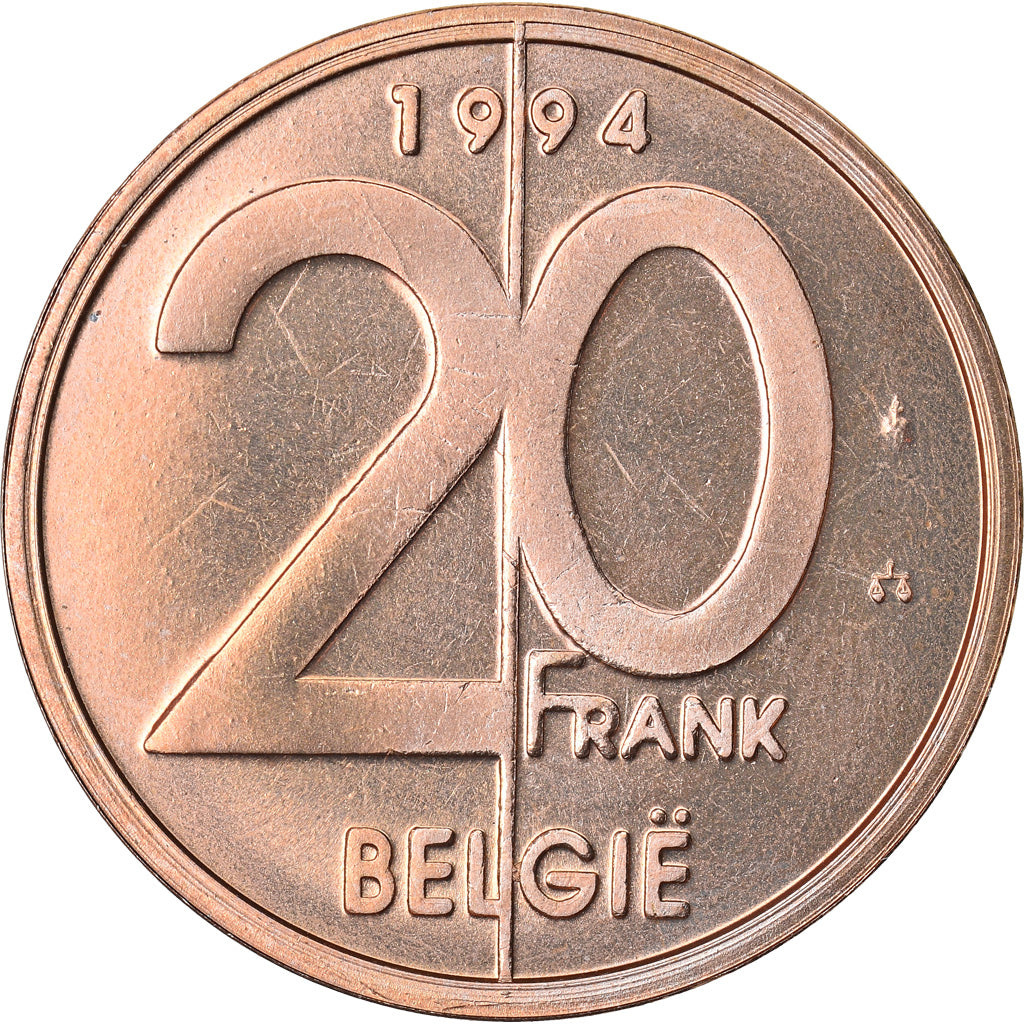 Moeda, Bélgica, Albert II, 20 Francs, 20 Frank, 1994, Brussels, MS(65-70)