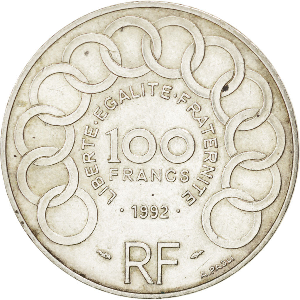 Coin, France, Jean Monnet, 100 Francs, 1992, AU(55-58), Silver, KM:1120