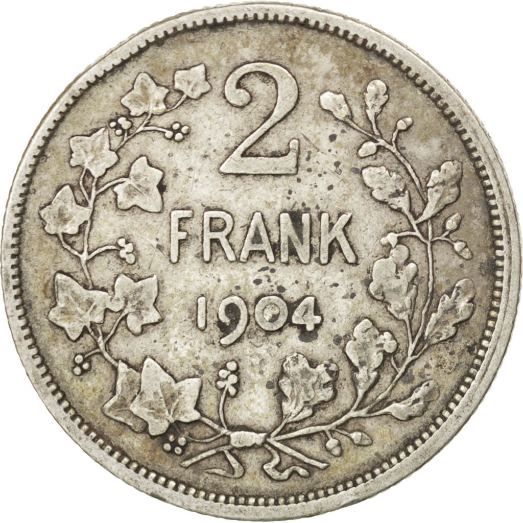 Moneta, Belgia, 2 Francs, 2 Frank, 1904, VF(30-35), Srebro, KM:59