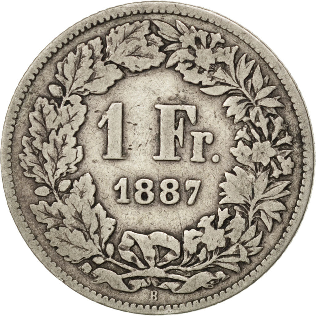 Coin, Switzerland, Franc, 1887, Bern, F(12-15), Silver, KM:24