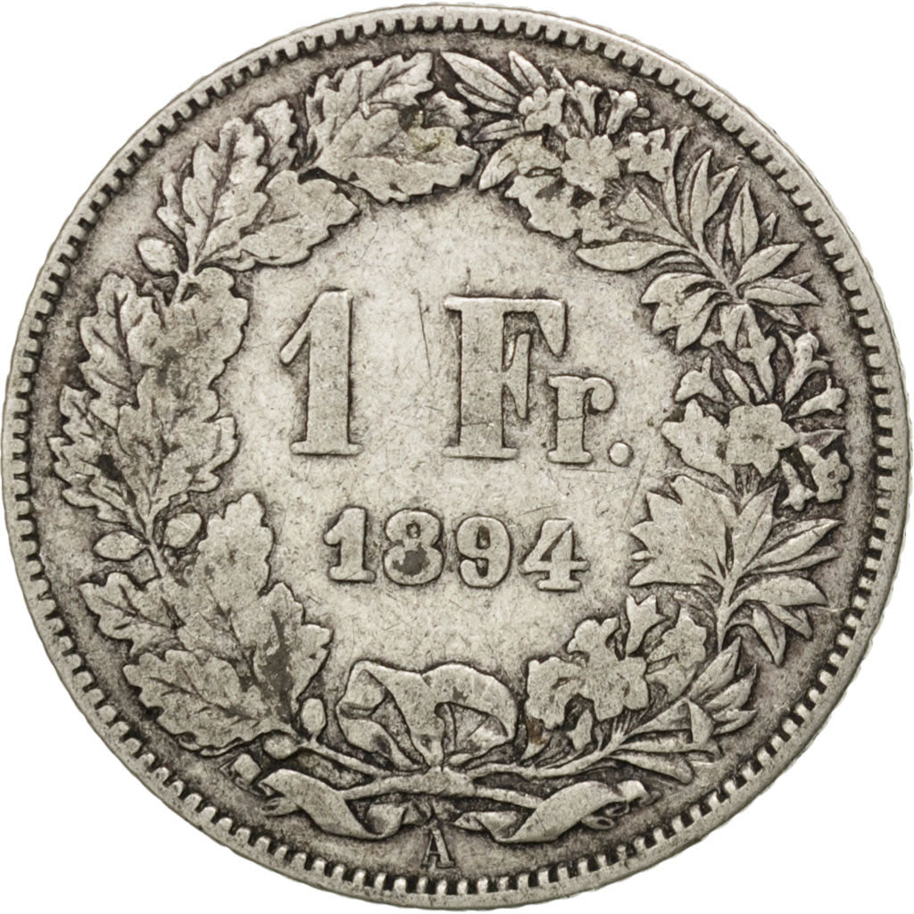 Coin, Switzerland, Franc, 1894, Bern, VF(20-25), Silver, KM:24