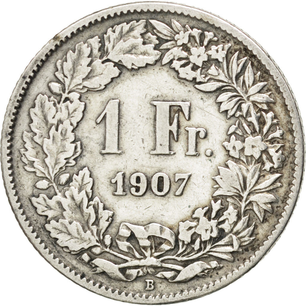 Coin, Switzerland, Franc, 1907, Bern, VF(20-25), Silver, KM:24