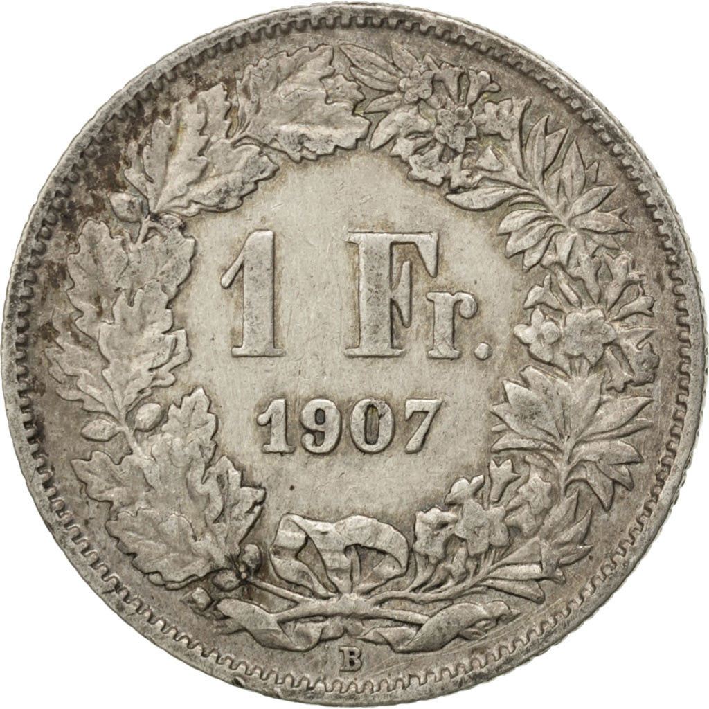 Coin, Switzerland, Franc, 1907, Bern, VF(30-35), Silver, KM:24