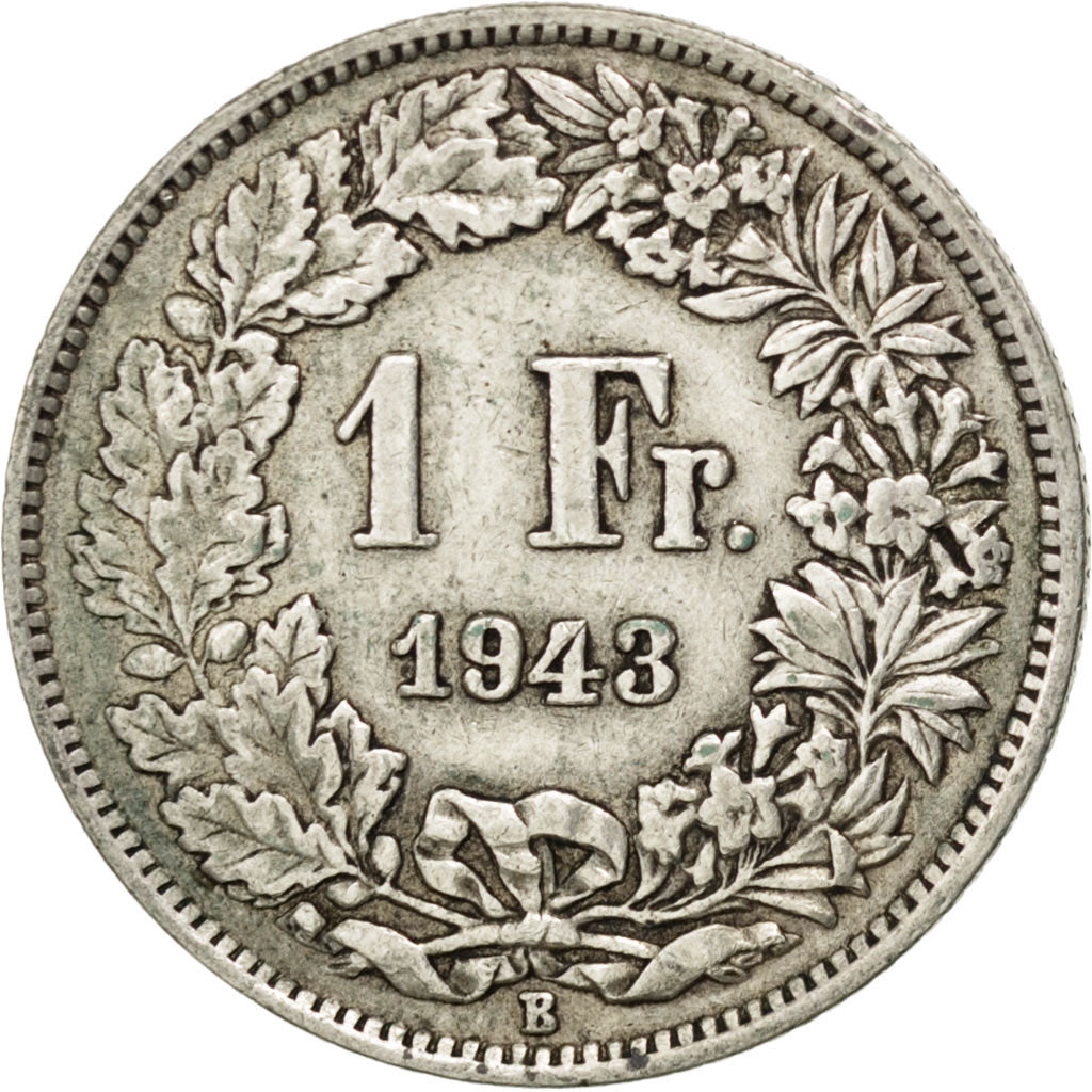 Coin, Switzerland, Franc, 1943, Bern, EF(40-45), Silver, KM:24
