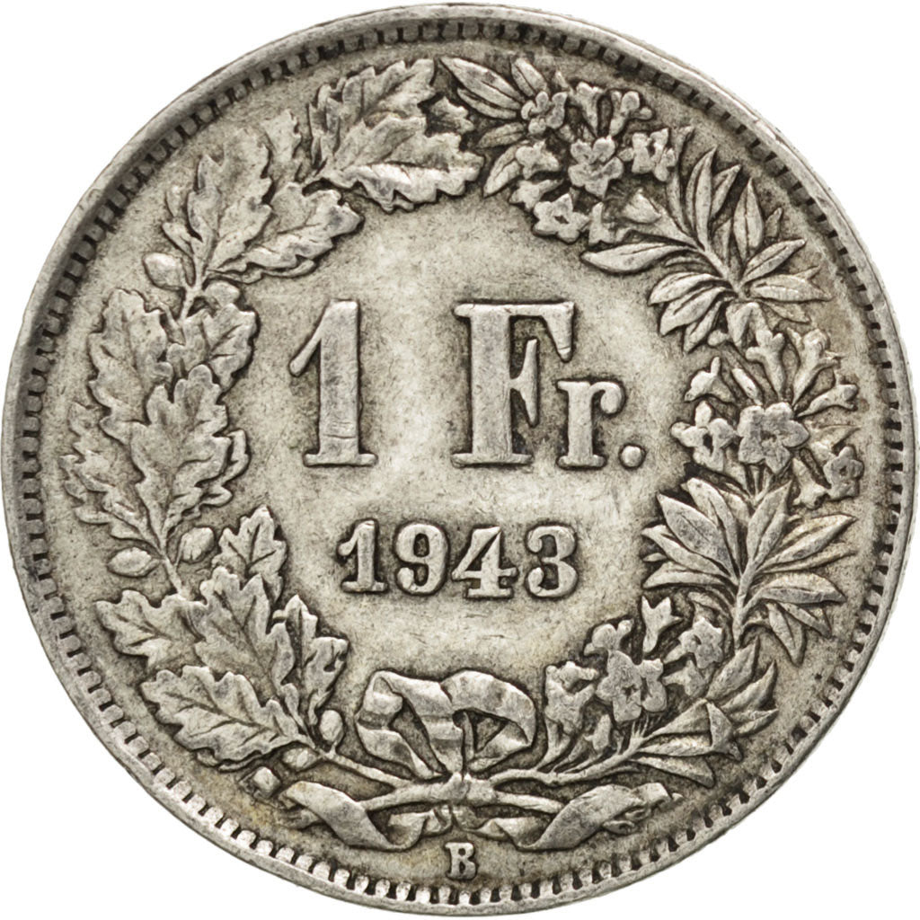 Coin, Switzerland, Franc, 1943, Bern, EF(40-45), Silver, KM:24
