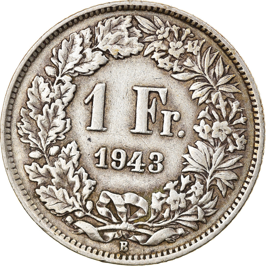 Coin, Switzerland, Franc, 1943, Bern, EF(40-45), Silver, KM:24