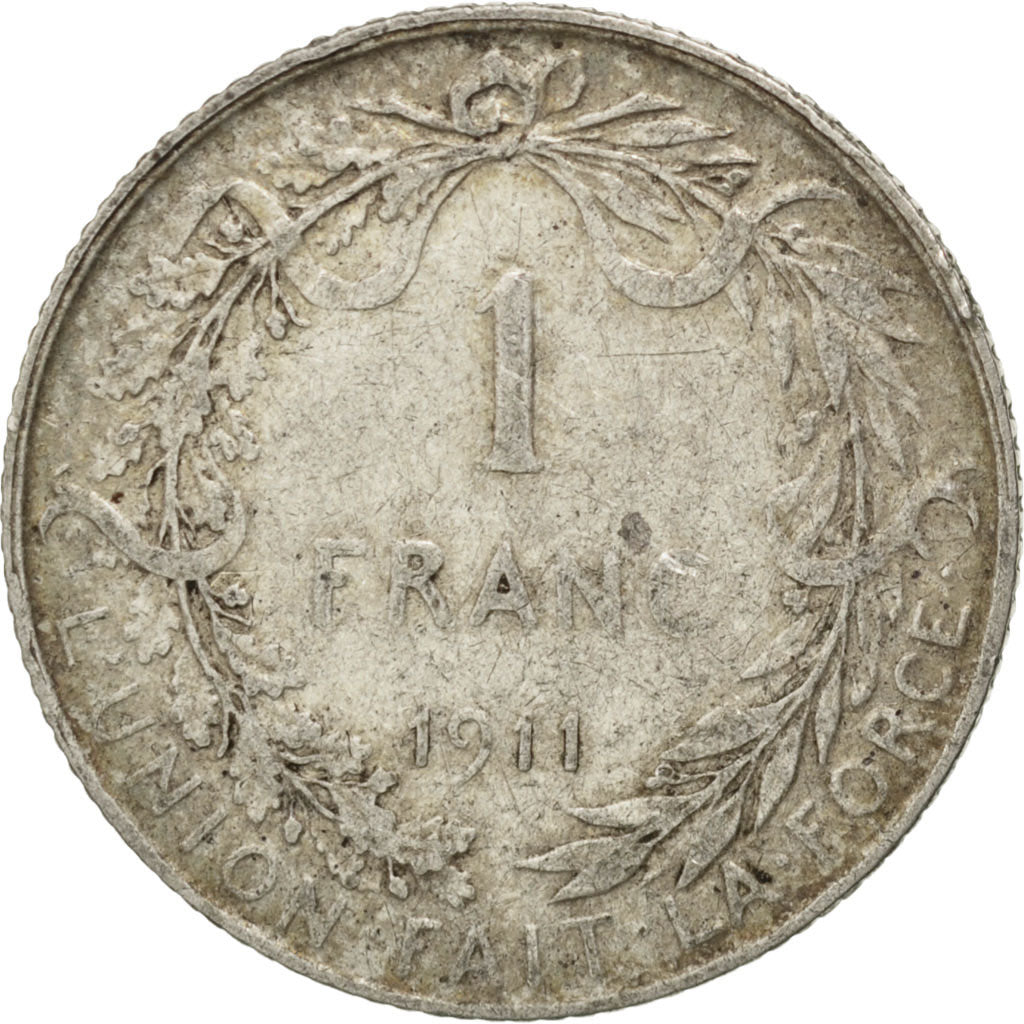 Moneta, Belgio, Franc, 1911, MB, Argento, KM:72