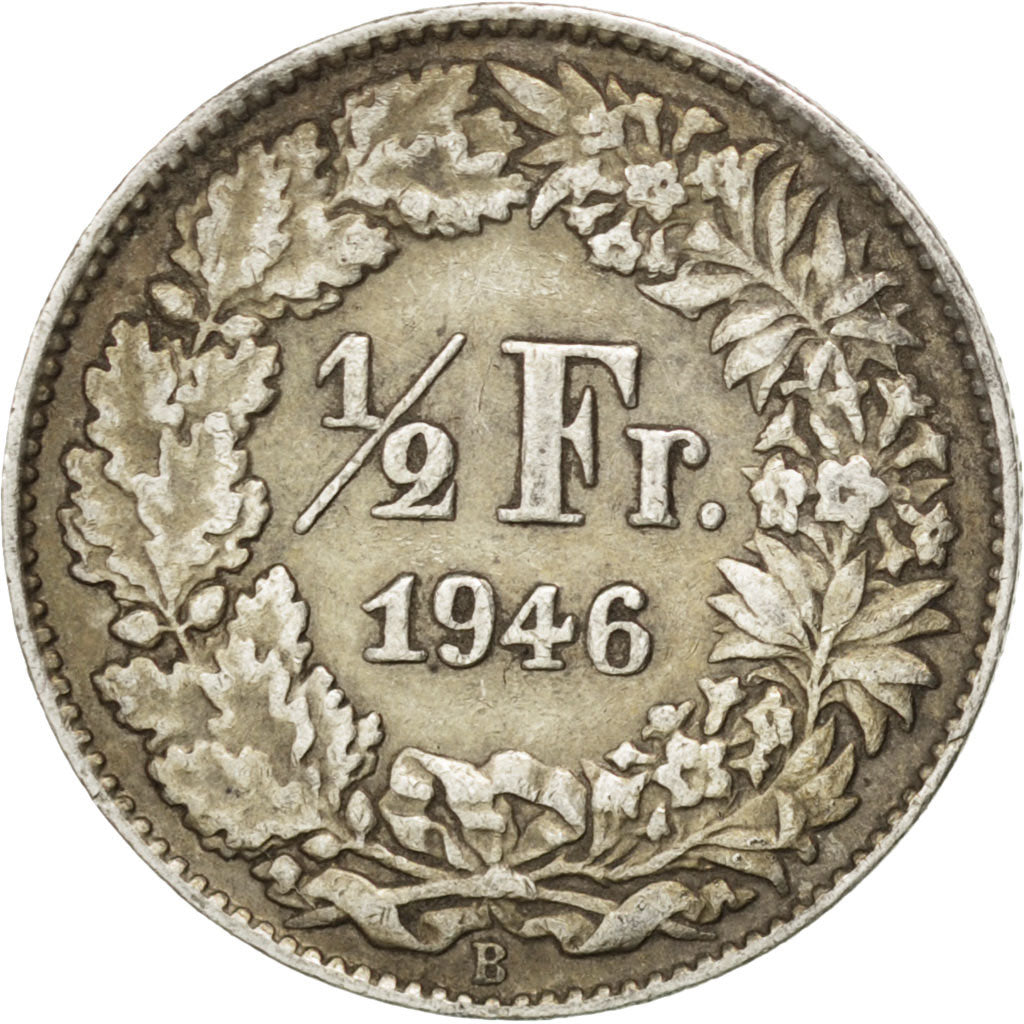 Coin, Switzerland, 1/2 Franc, 1946, Bern, EF(40-45), Silver, KM:23