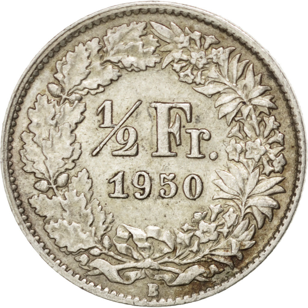 Coin, Switzerland, 1/2 Franc, 1950, Bern, AU(50-53), Silver, KM:23