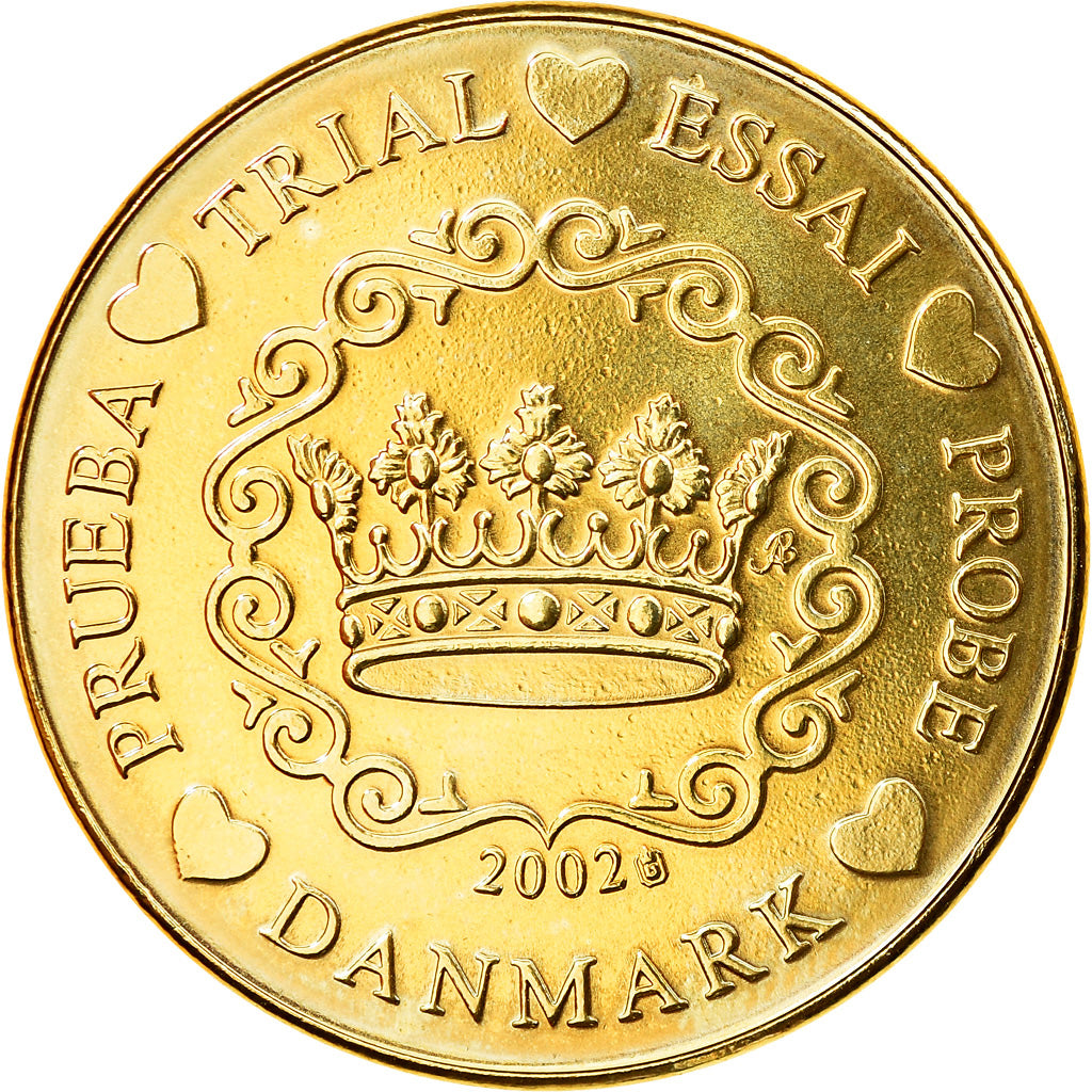 Denmark, 20 Euro Cent, 2002, unofficial private coin, MS(63), Brass