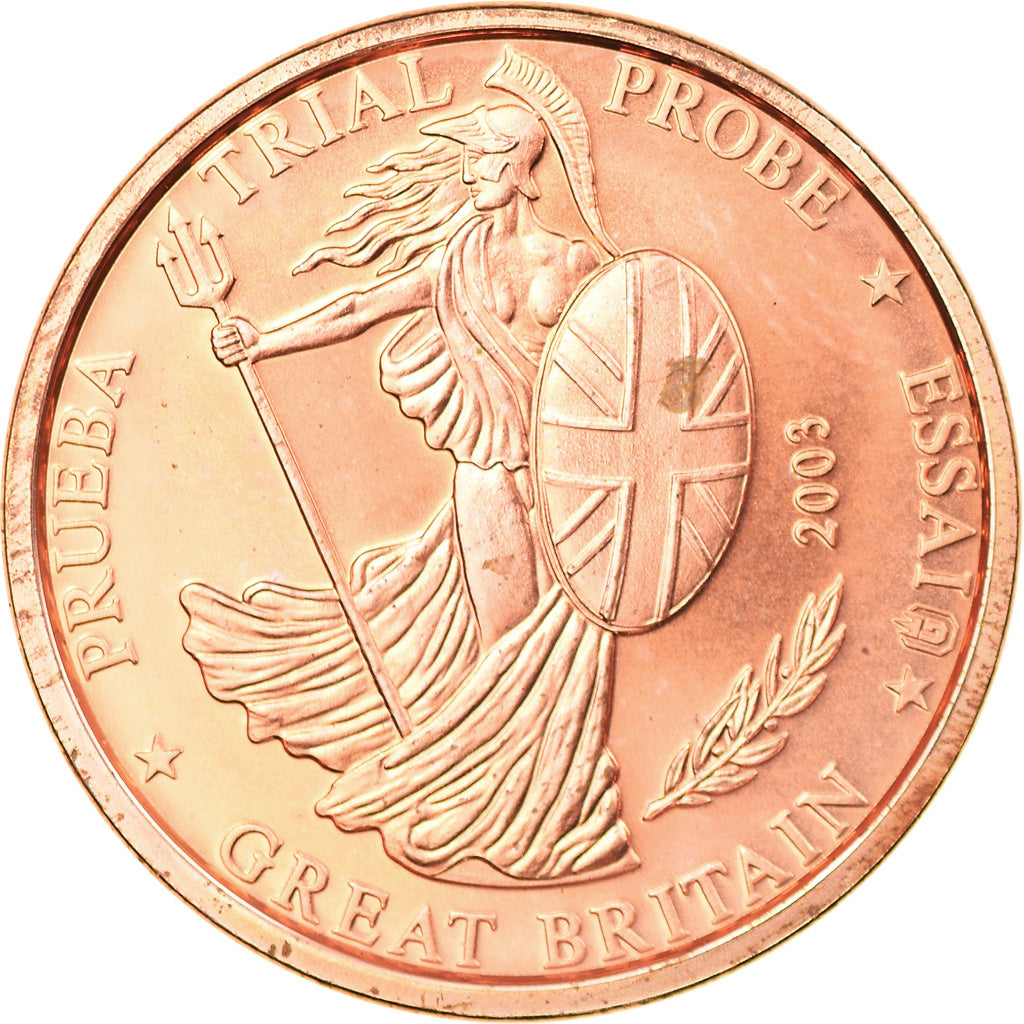 Great Britain, 2 Euro Cent, 2003, unofficial private coin, MS(63), Copper Plated
