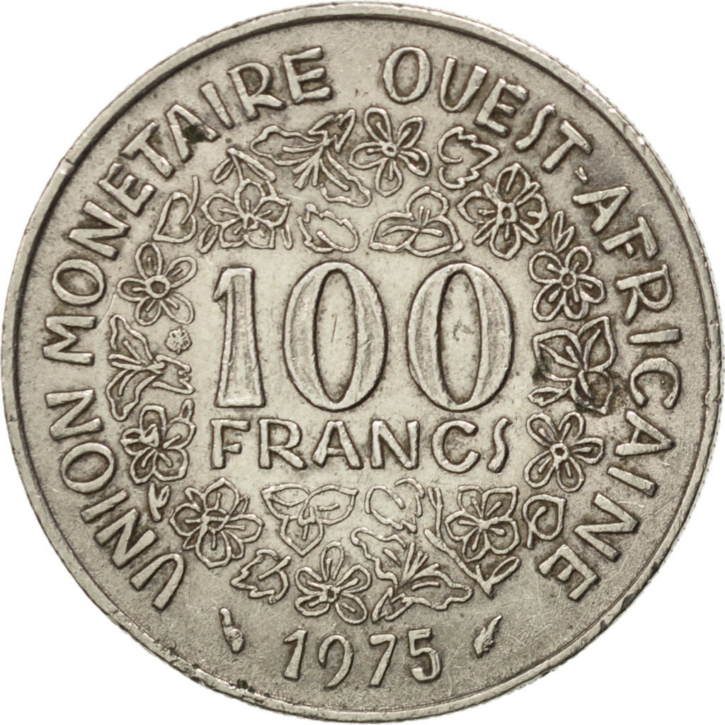 Coin, West African States, 100 Francs, 1975, EF(40-45), Nickel, KM:4