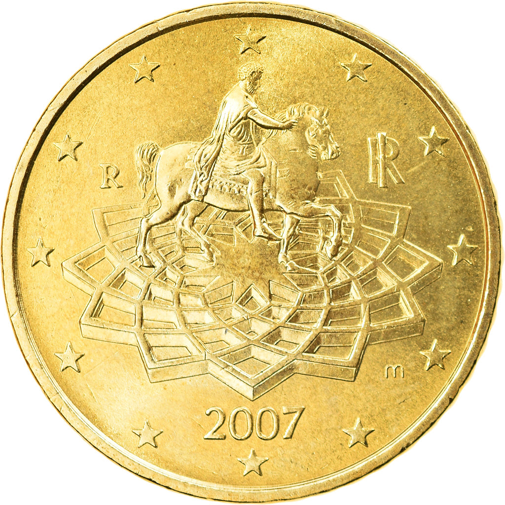 Italia, 50 Euro Cent, 2007, Rome, SC, Latón, KM:215