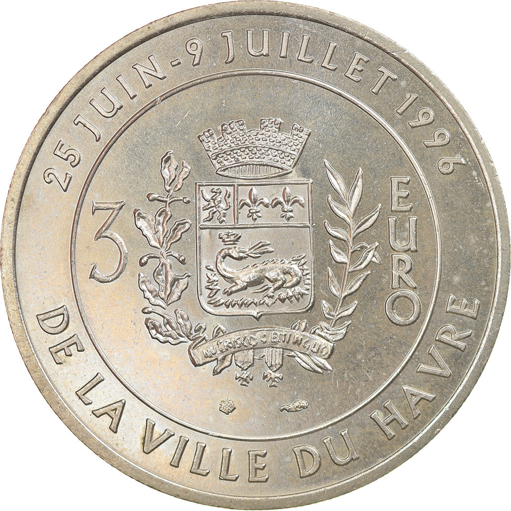 Francia, 3 Euro, Le Havre - Pont de Normandie, 1996, Euro des villes, SPL-