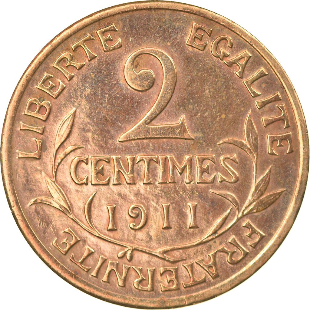 Moeda, França, Dupuis, 2 Centimes, 1911, Paris, AU(55-58), Bronze, KM:841