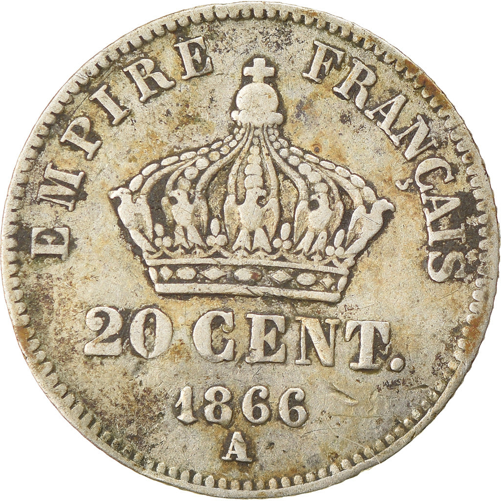 Coin, France, Napoleon III, Napoléon III, 20 Centimes, 1866, Paris, VF(20-25)