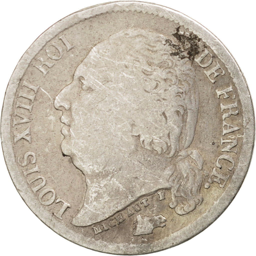 Münze, Frankreich, Louis XVIII, Louis XVIII, 1/2 Franc, 1823, Rouen, SGE+