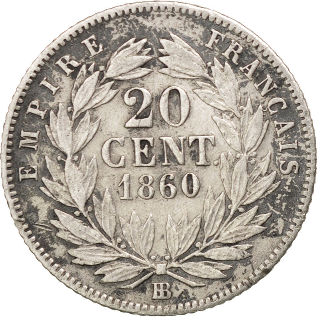 Coin, France, Napoleon III, Napoléon III, 20 Centimes, 1860, Strasbourg