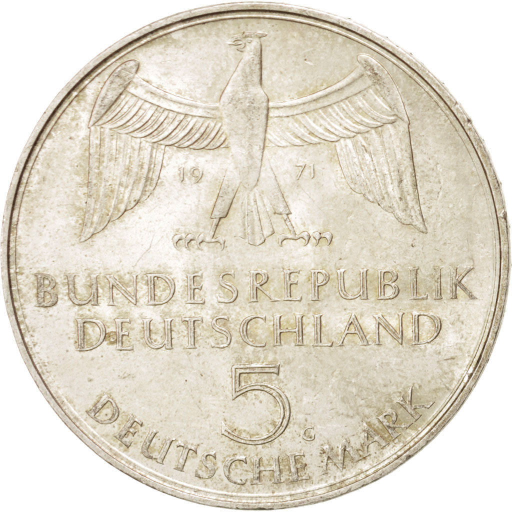 Moneta, GERMANIA - REPUBBLICA FEDERALE, 5 Mark, 1971, Karlsruhe, Germany, SPL-