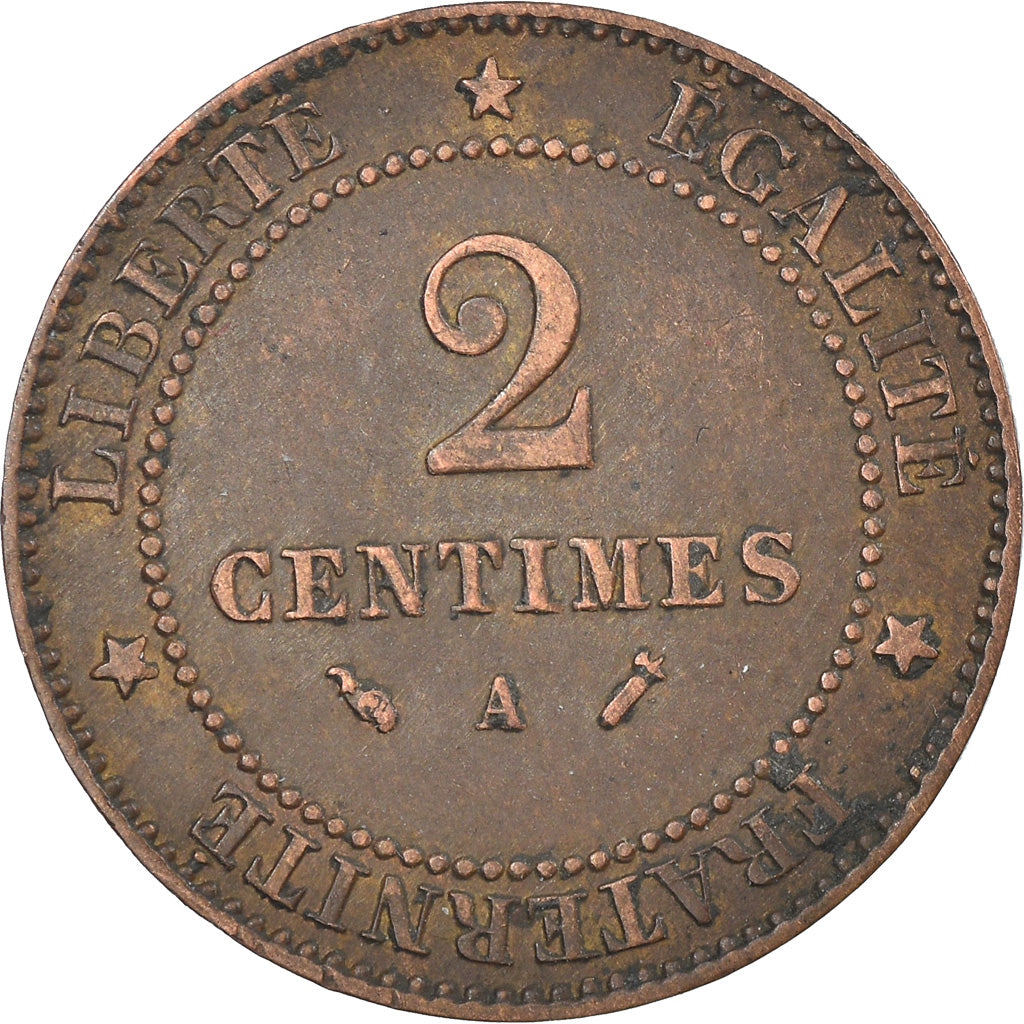 Moneda, Francia, Cérès, 2 Centimes, 1891, Paris, BC+, Bronce, KM:827.1
