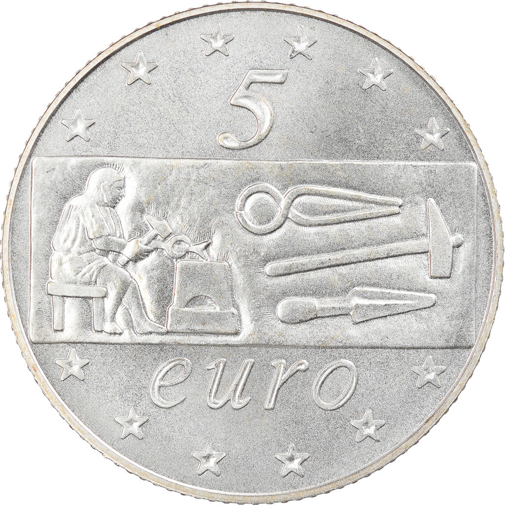Italy, 5 Euro, L'Europe du travail, 2003, Rome, MS(65-70), Silver, KM:253