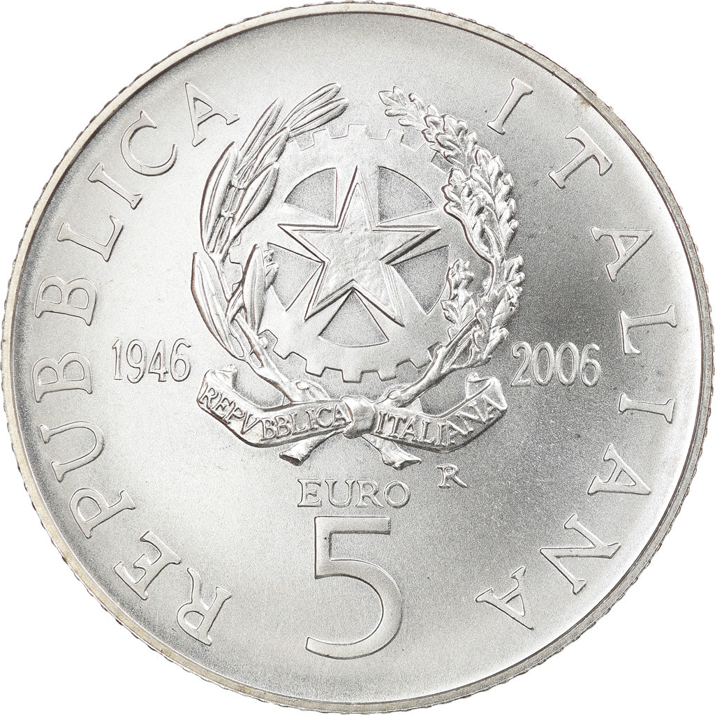 Italia, 5 Euro, 60ème anniversaire de la République italienne, 2006, Rome