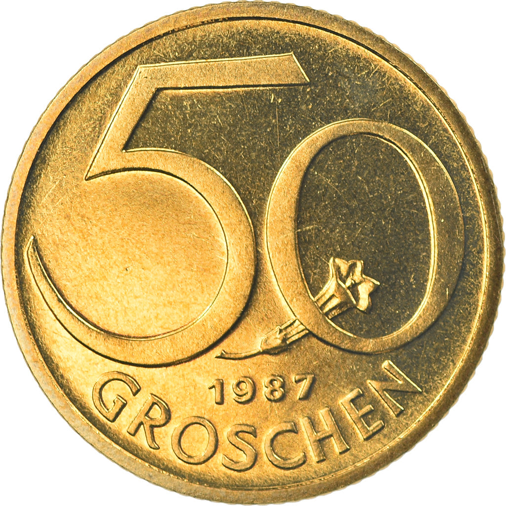Münze, Österreich, 50 Groschen, 1987, Proof, STGL, Aluminum-Bronze, KM:2885
