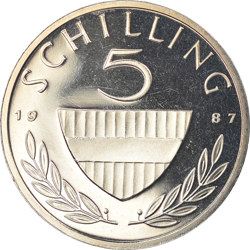 Moneta, Austria, 5 Schilling, 1987, Proof, MS(65-70), Miedź-Nikiel, KM:2889a